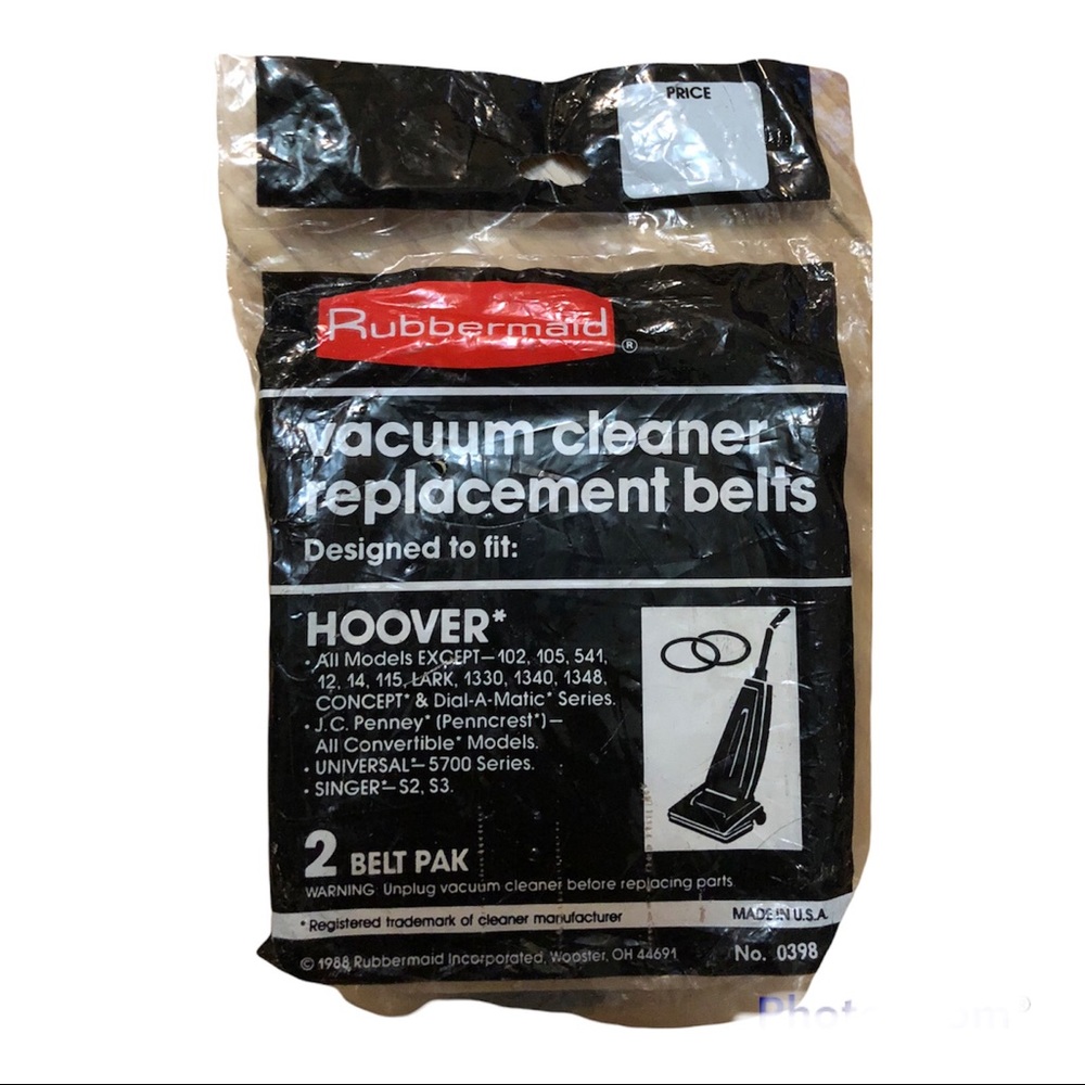 2 Rubbermaid Hoover Vacuum Belts #0398 (Brand New) universal 5700 series.